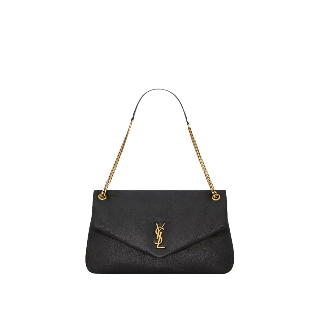 SAINT LAURENT YSL CALYPSO LARGE IN GRAINED LAMBSKIN ARMY BLACK