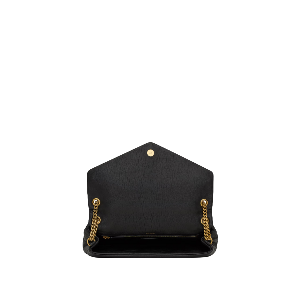 SAINT LAURENT YSL CALYPSO LARGE IN GRAINED LAMBSKIN ARMY BLACK