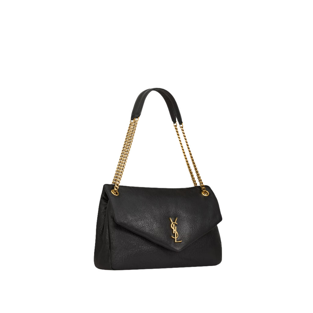 SAINT LAURENT YSL CALYPSO LARGE IN GRAINED LAMBSKIN ARMY BLACK