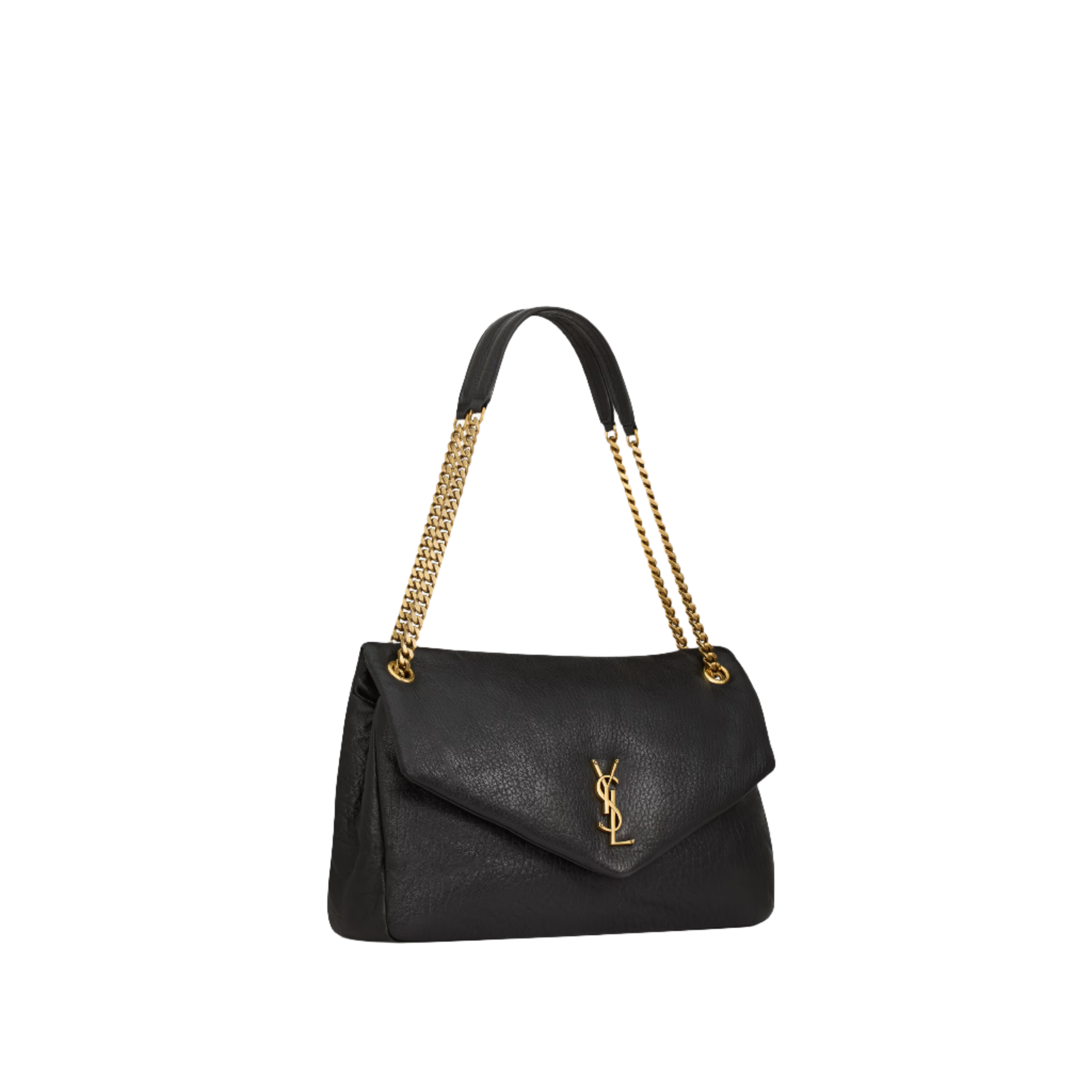 SAINT LAURENT YSL CALYPSO LARGE IN GRAINED LAMBSKIN ARMY BLACK