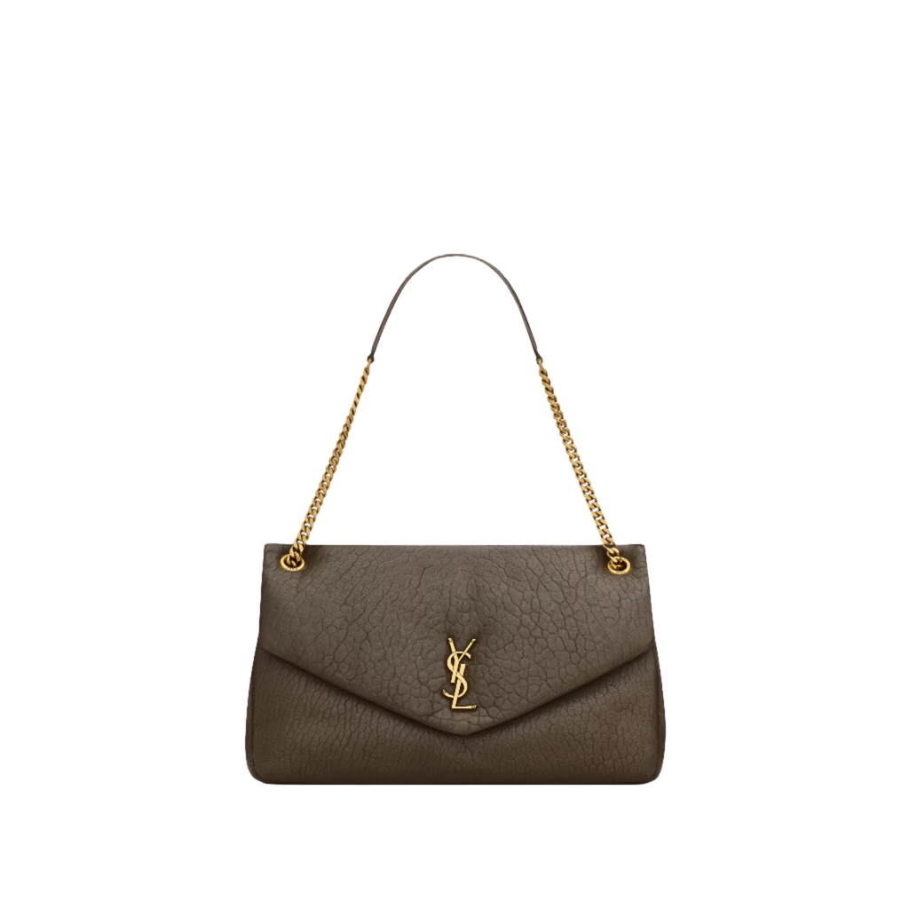 SAINT LAURENT YSL CALYPSO LARGE IN GRAINED LAMBSKIN ARMY GREEN