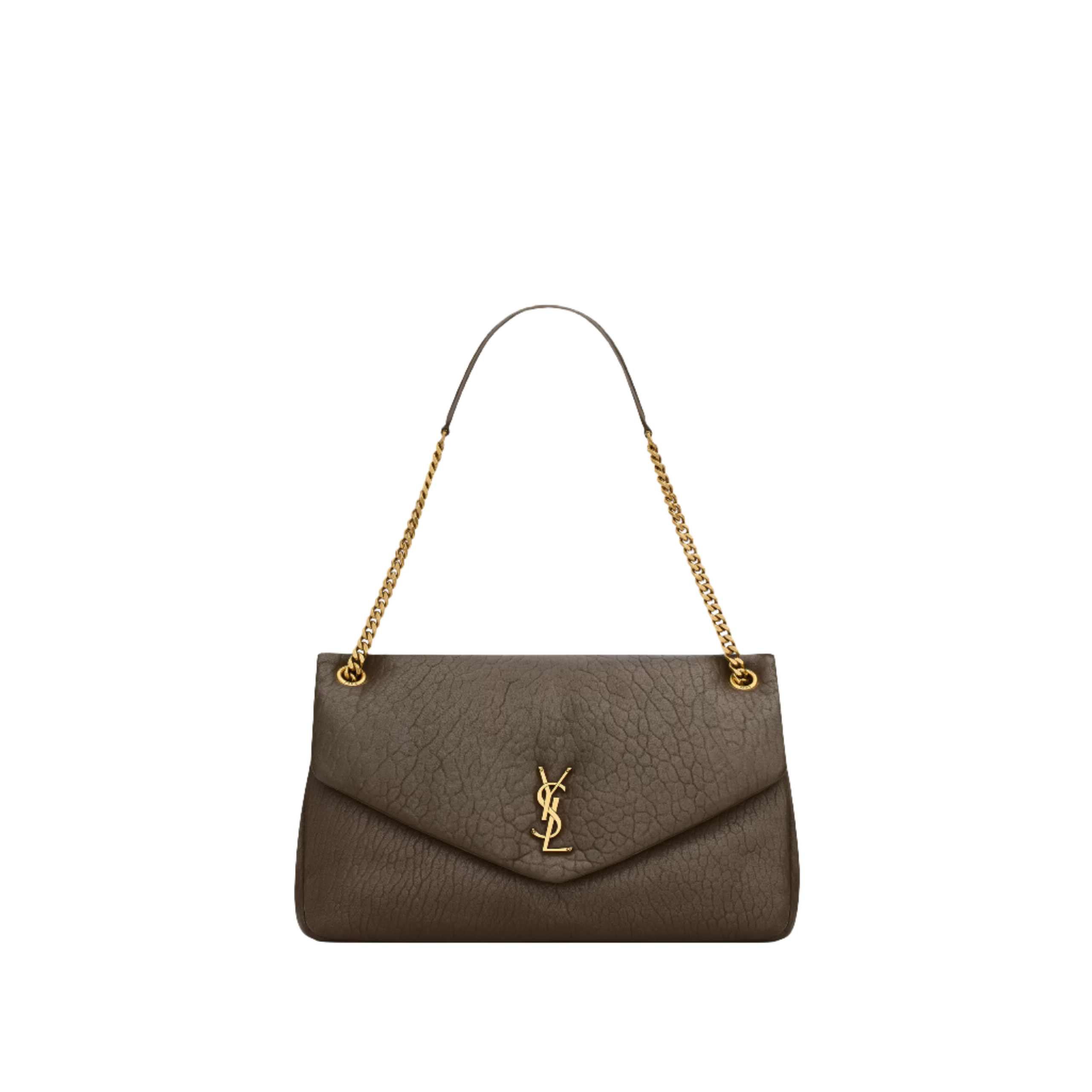 SAINT LAURENT YSL CALYPSO LARGE IN GRAINED LAMBSKIN ARMY GREEN