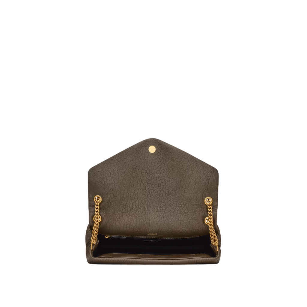 SAINT LAURENT YSL CALYPSO LARGE IN GRAINED LAMBSKIN ARMY GREEN