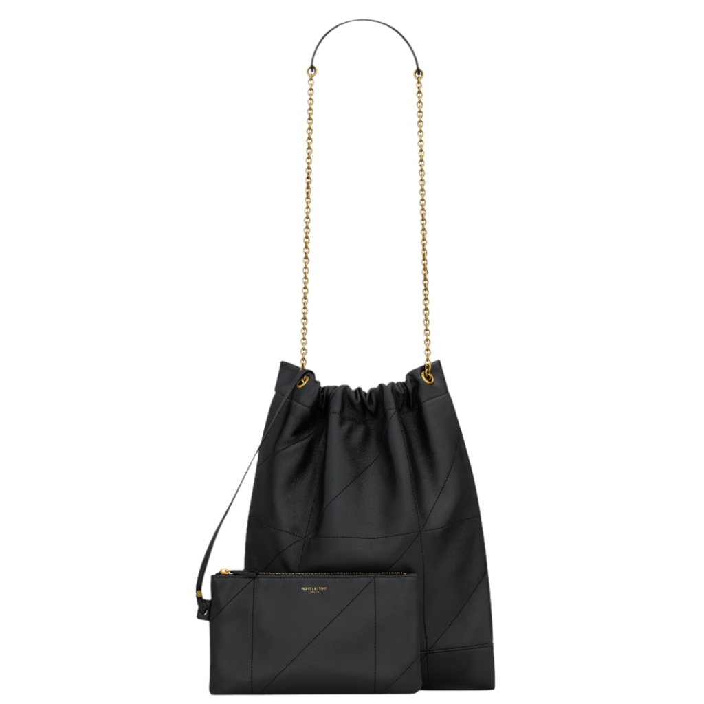 SAINT LAURENT YSL JAMIE 4 3 POCHON IN LAMBSKIN ARMY BLACK