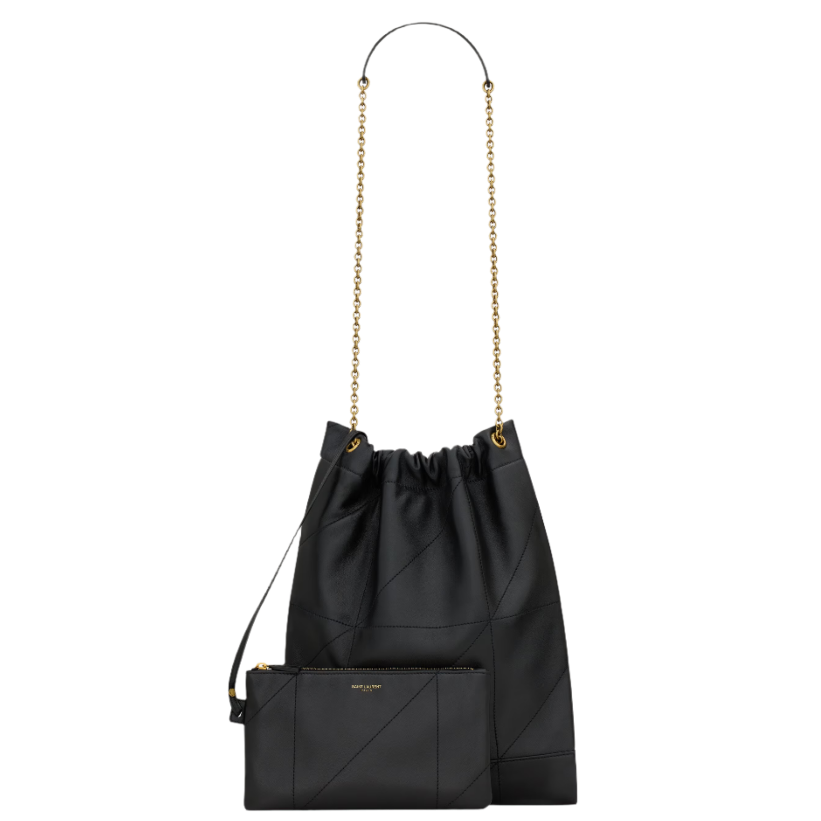 SAINT LAURENT YSL JAMIE 4 3 POCHON IN LAMBSKIN ARMY BLACK