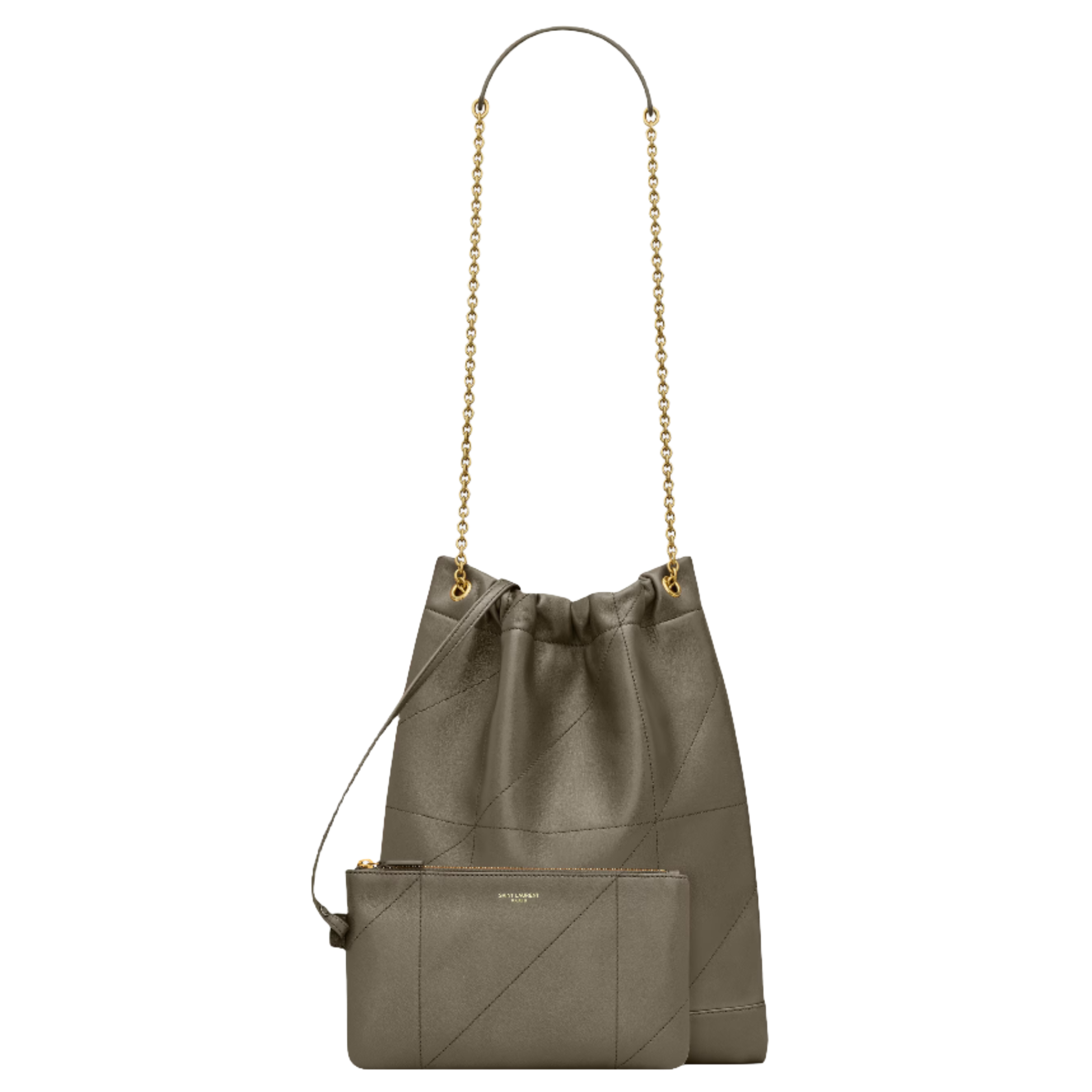 SAINT LAURENT YSL JAMIE 4 3 POCHON IN LAMBSKIN ARMY GREEN