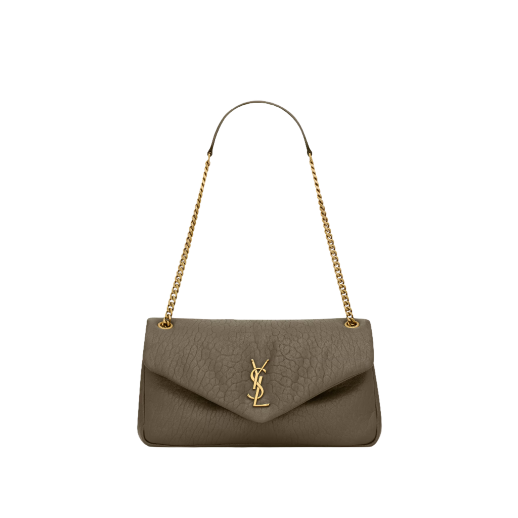 SAINT LAURENT YSL CALYPSO MEDIUM IN GRAINED LAMBSKIN ARMY GREEN