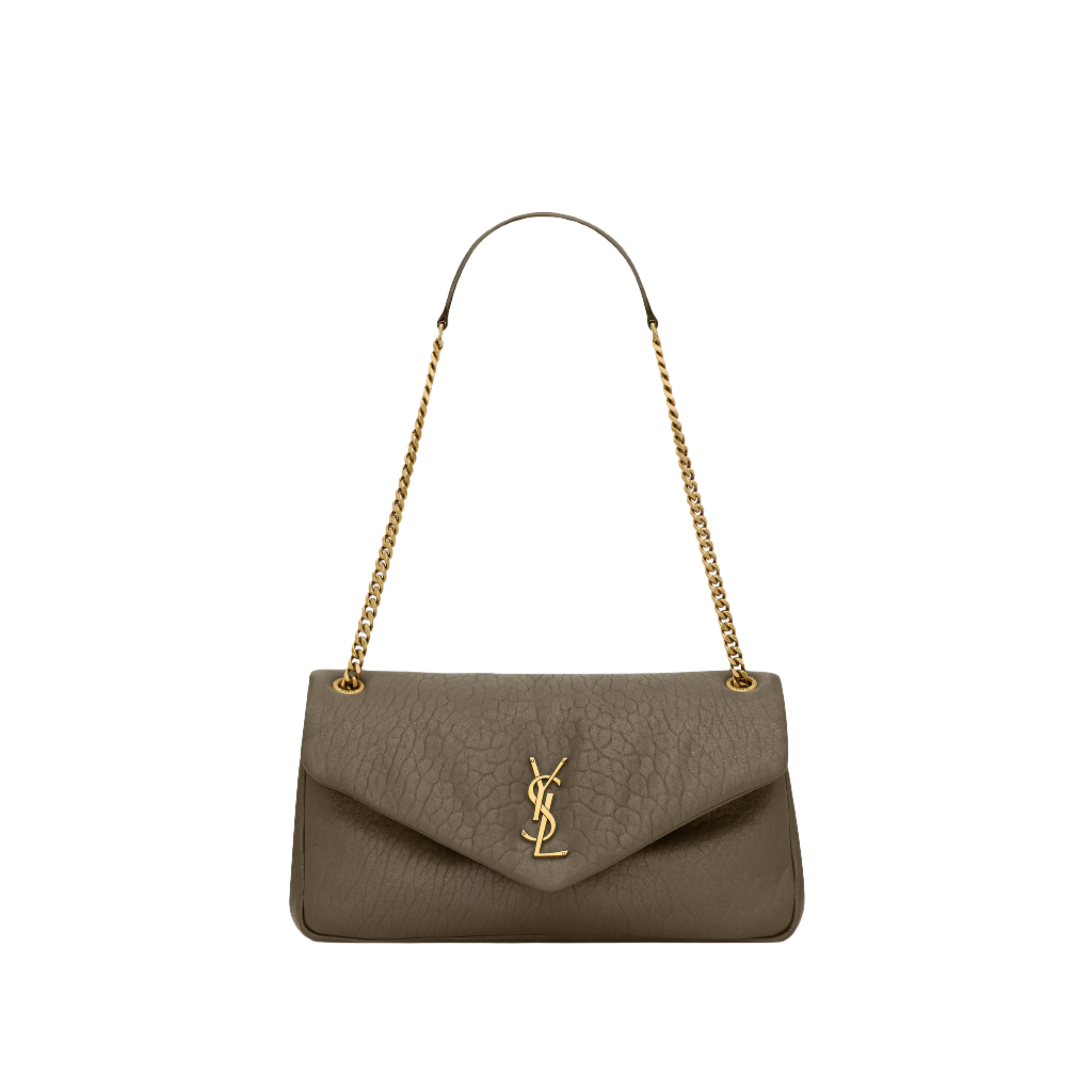 SAINT LAURENT YSL CALYPSO MEDIUM IN GRAINED LAMBSKIN ARMY GREEN