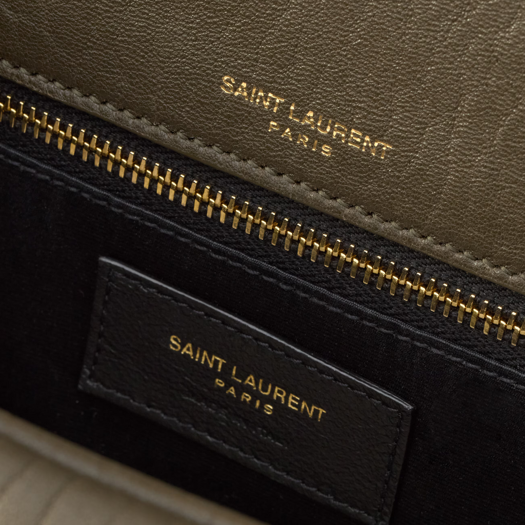 SAINT LAURENT YSL CALYPSO MEDIUM IN GRAINED LAMBSKIN ARMY GREEN