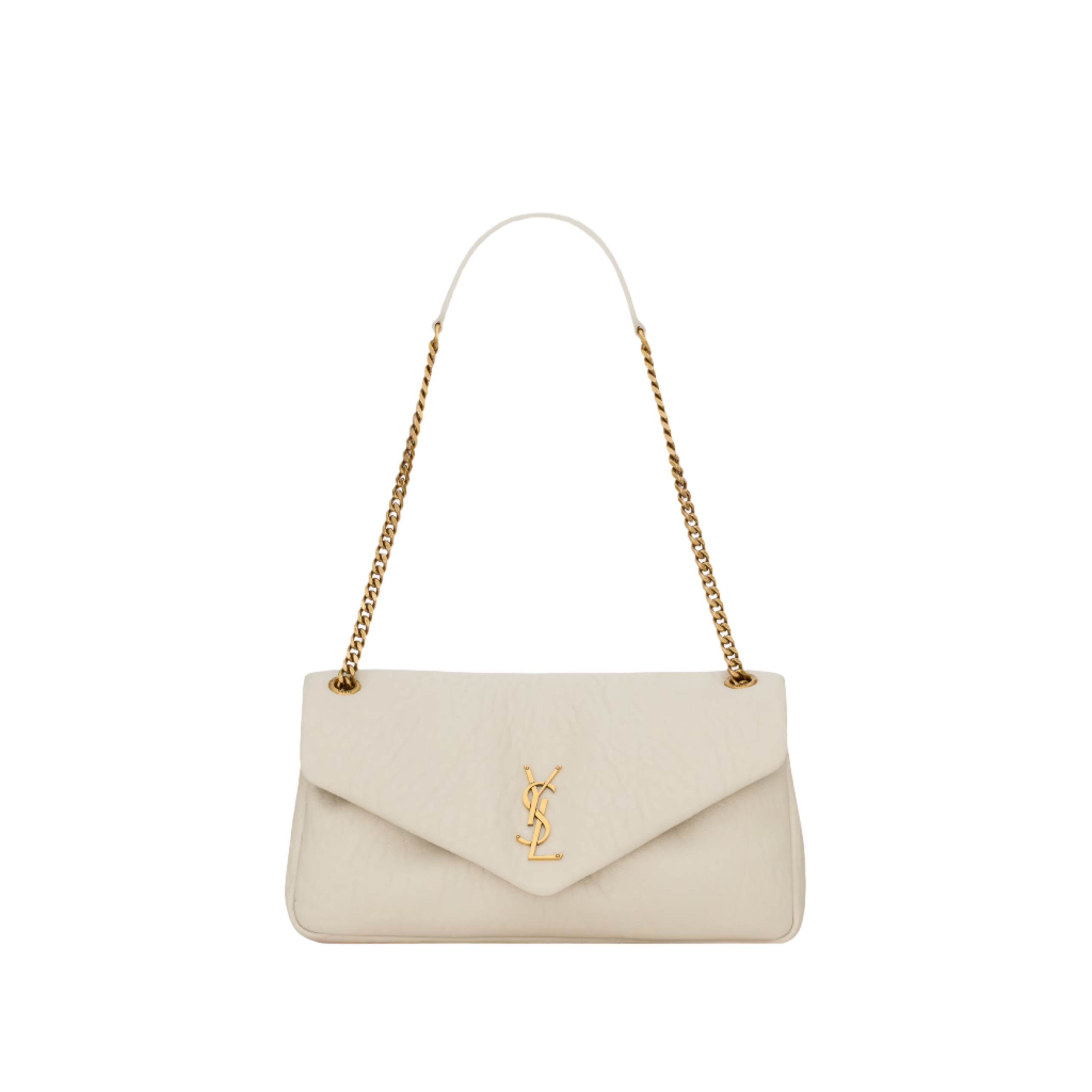 SAINT LAURENT YSL CALYPSO MEDIUM IN GRAINED LAMBSKIN ARMY WHITE