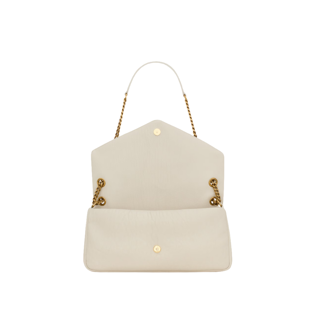 SAINT LAURENT YSL CALYPSO MEDIUM IN GRAINED LAMBSKIN ARMY WHITE