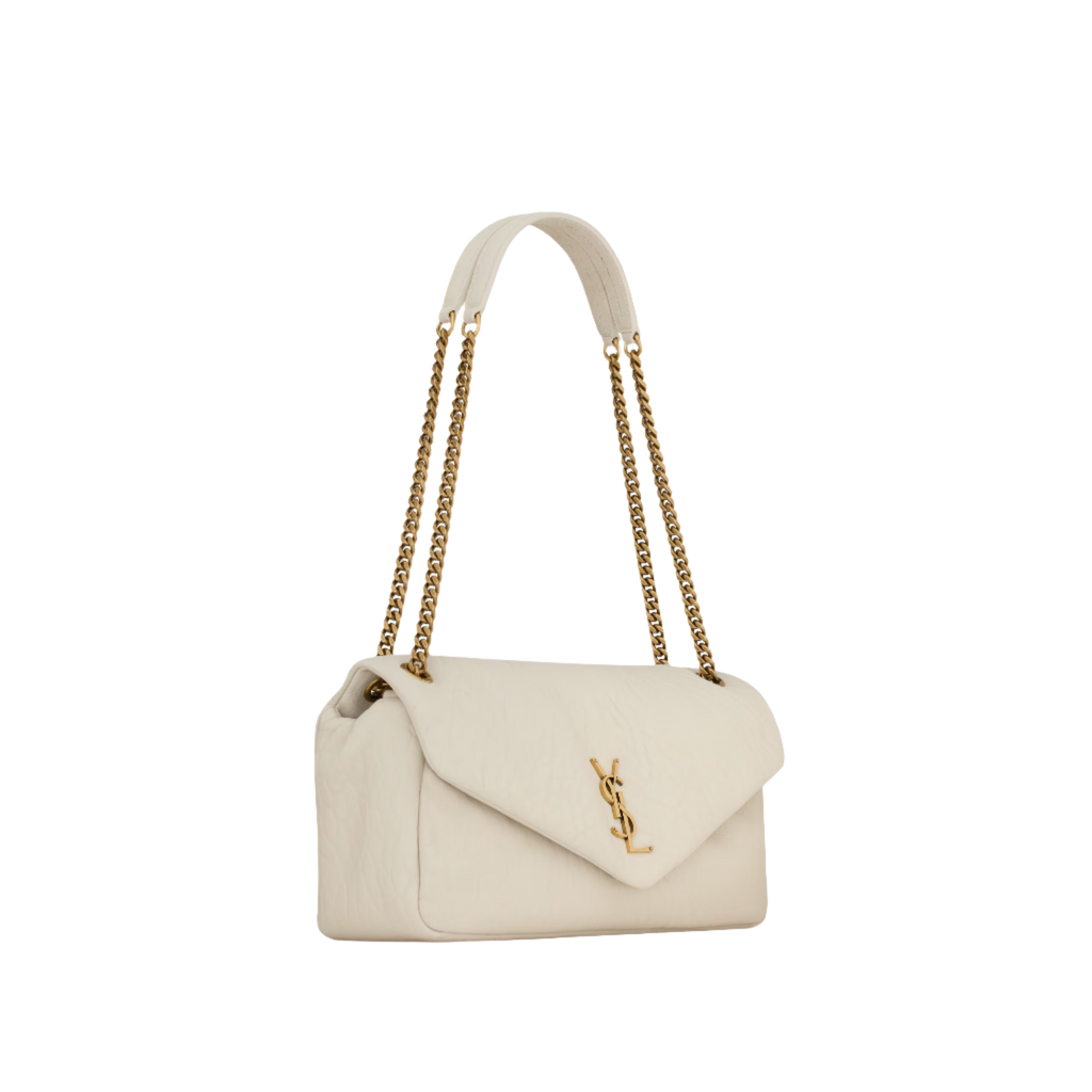 SAINT LAURENT YSL CALYPSO MEDIUM IN GRAINED LAMBSKIN ARMY WHITE