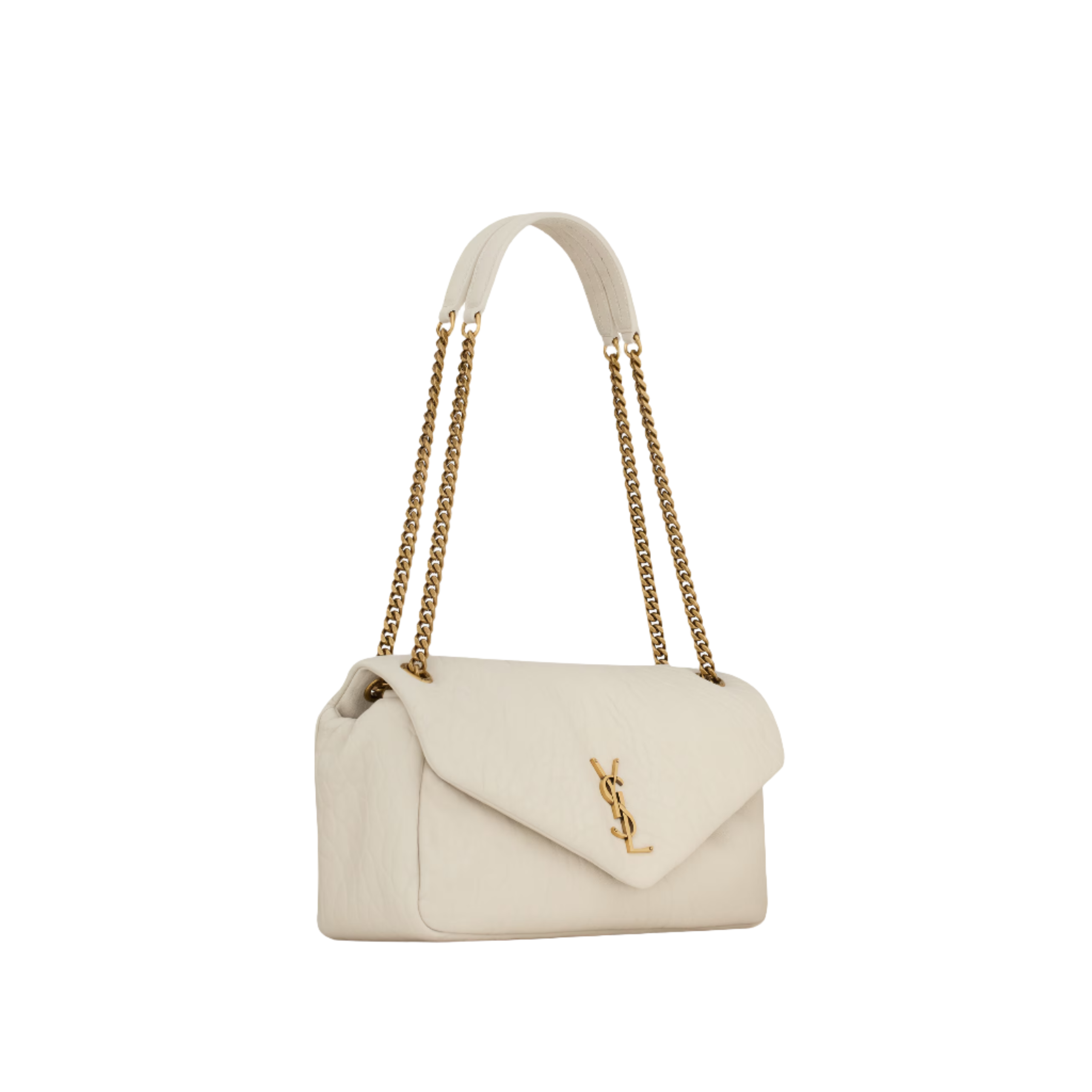 SAINT LAURENT YSL CALYPSO MEDIUM IN GRAINED LAMBSKIN ARMY WHITE