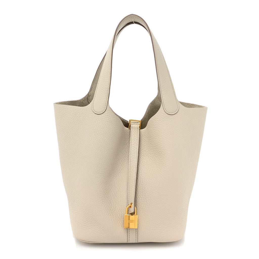 HERMES Taurillon Clemence Picotin Lock 22 MM Beton