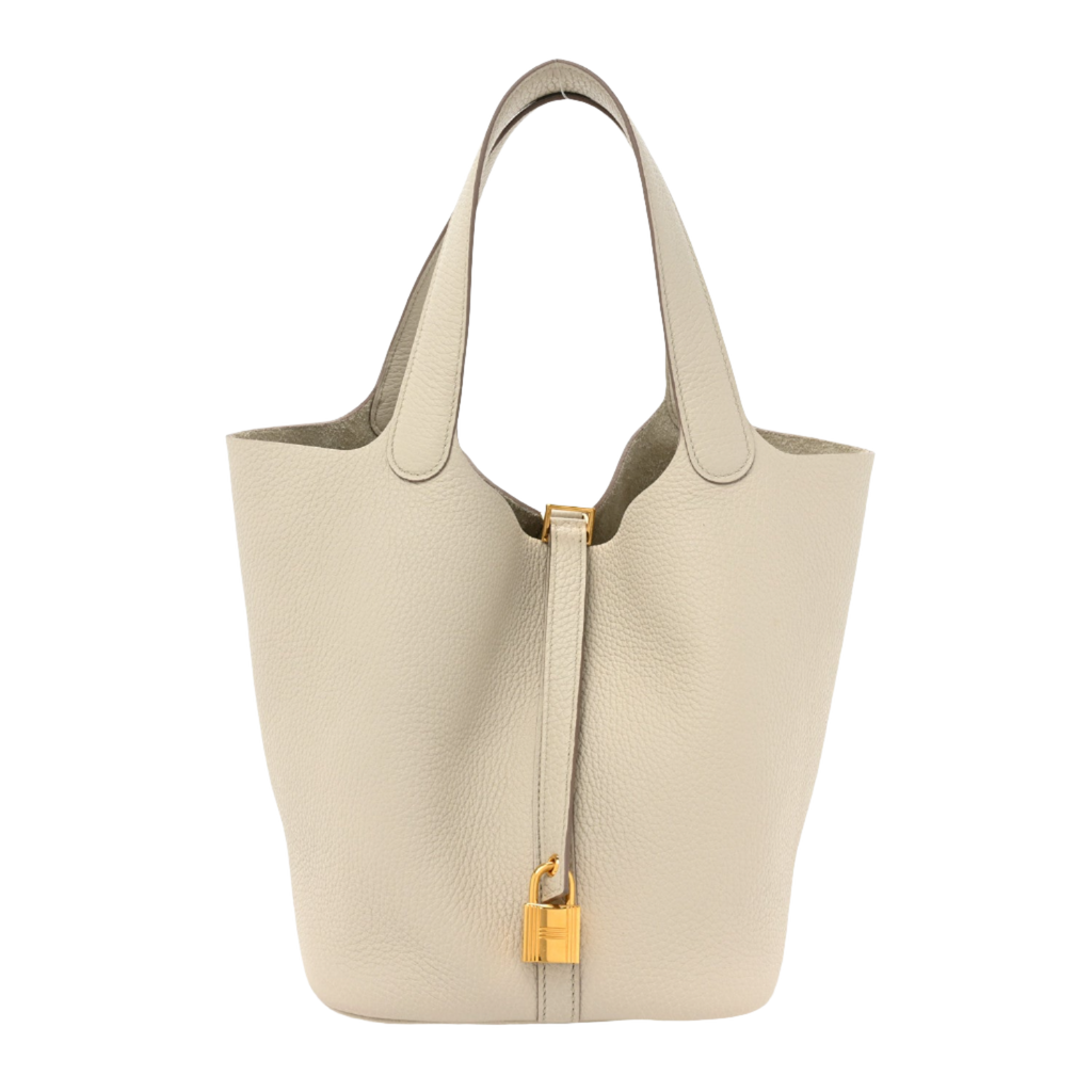 HERMES Taurillon Clemence Picotin Lock 22 MM Beton