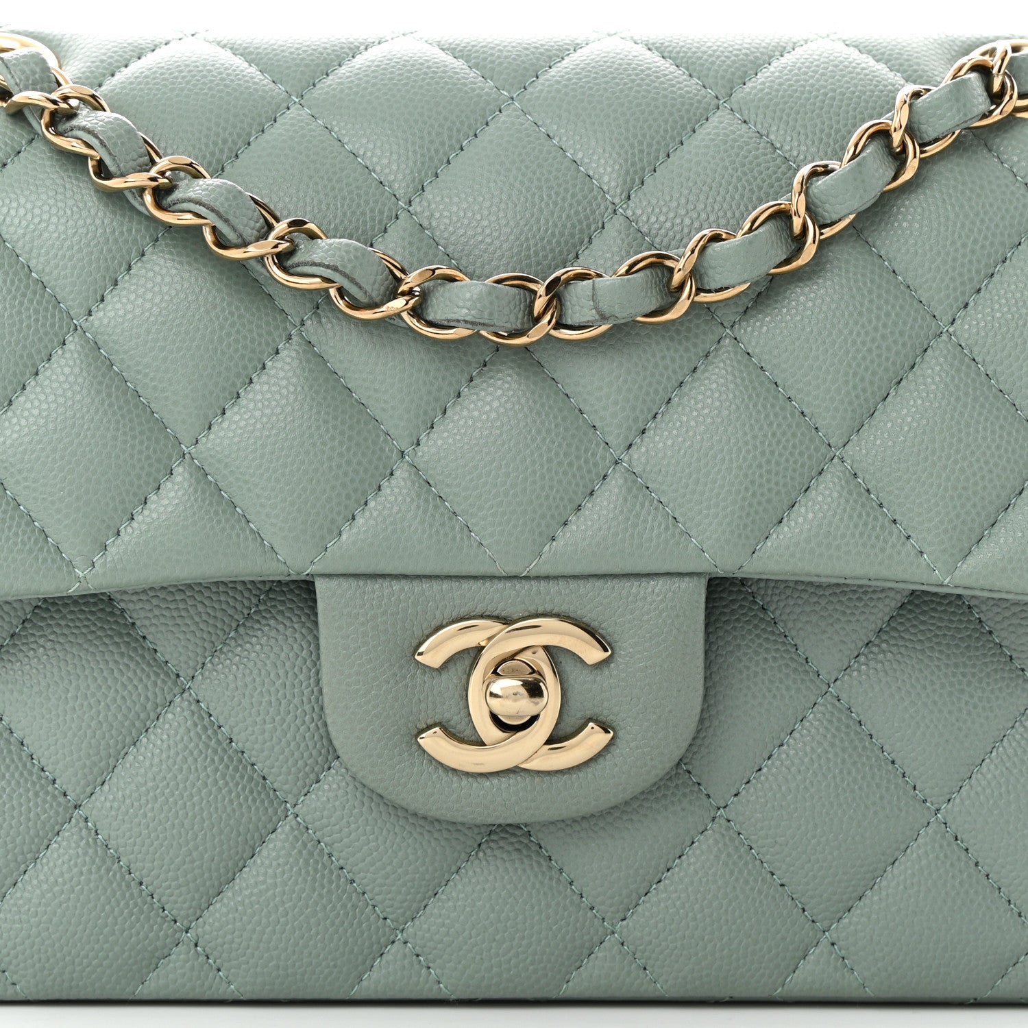 CHANEL CAVIAR QUILTED SMALL DOUBLE FLAP LIGHT BLUE