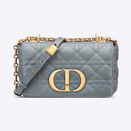 Dior Women Small Dior Caro Bag Cloud Blue Supple Cannage Calfskin