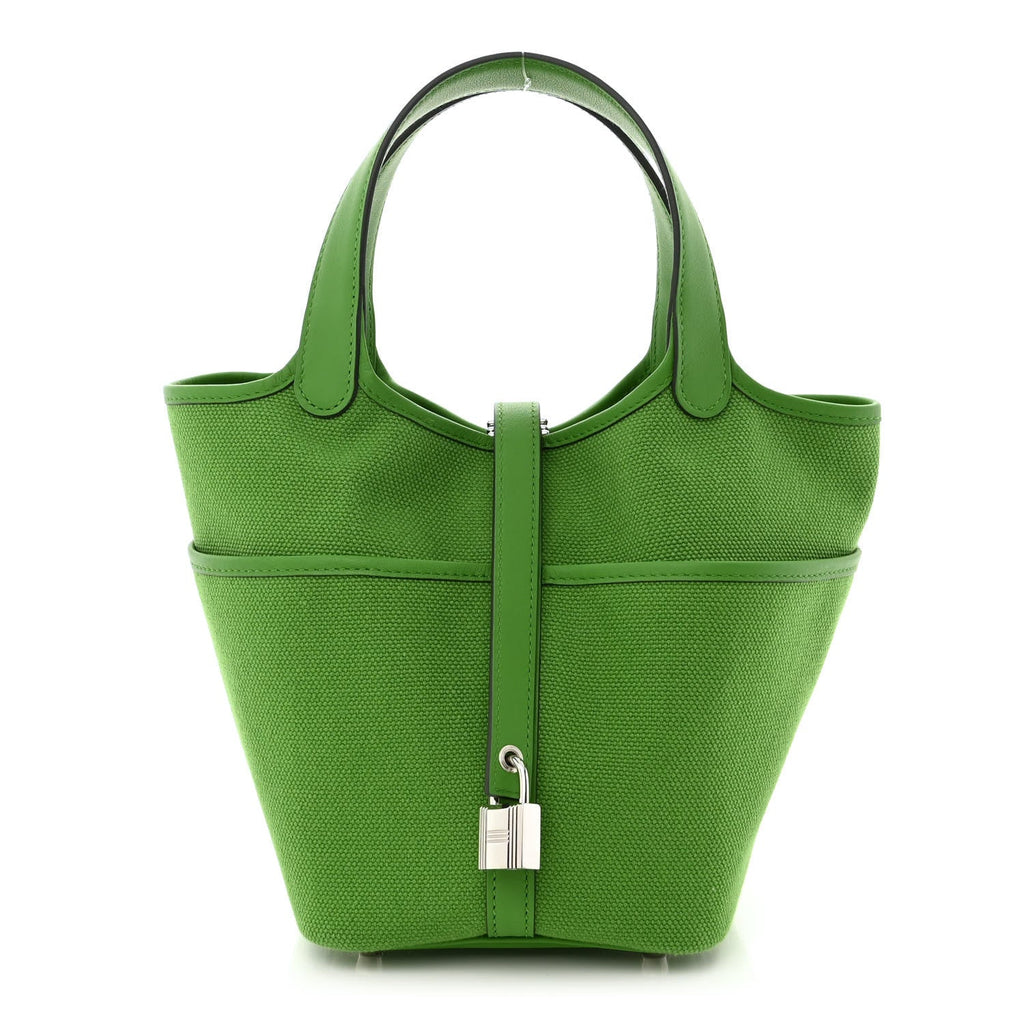 HERMES Toile Goeland Swift Cargo Picotin Lock 18 Vert Vertigo