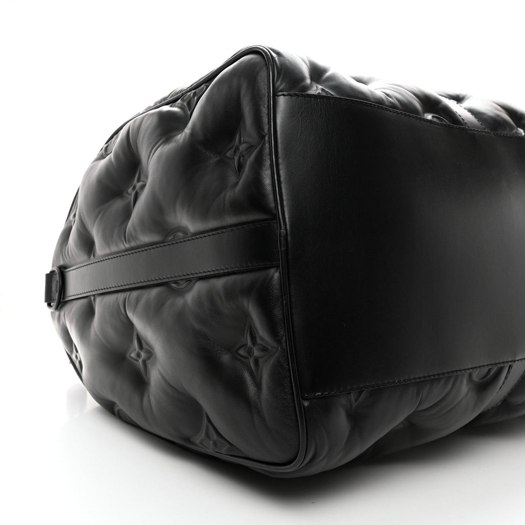 Louis Vuitton Lambskin Monogram Keepall Puffer Xl Bandouliere 75 Black