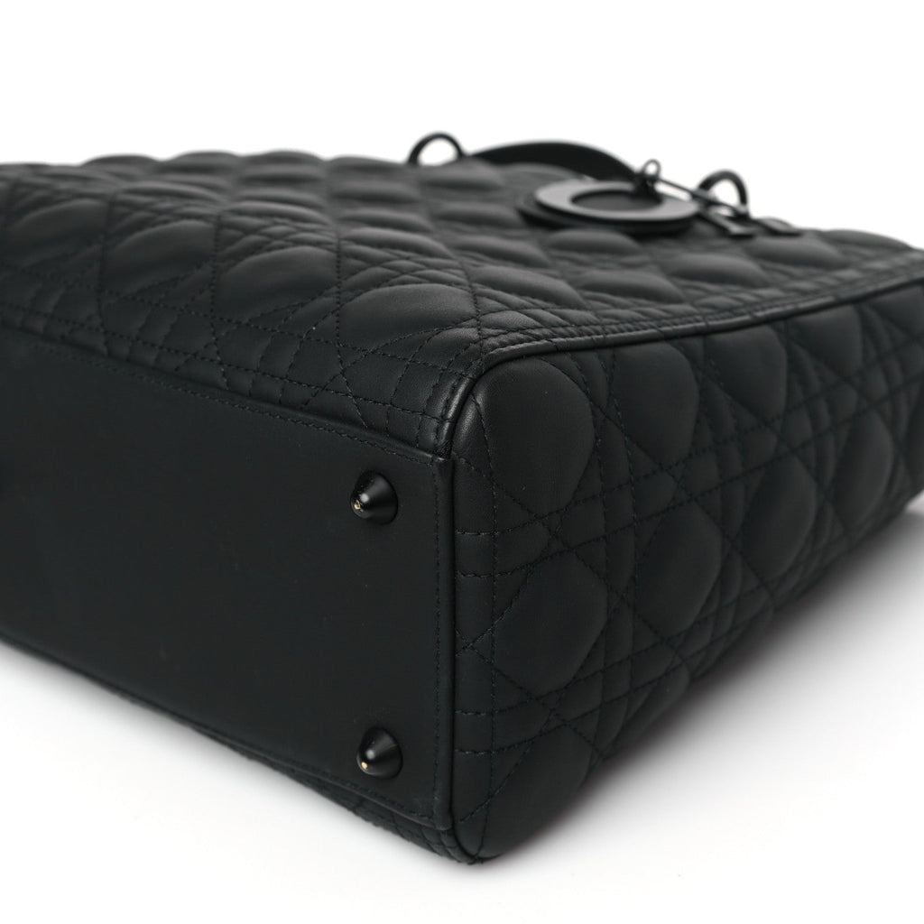 CHRISTIAN DIOR Ultra Matte Calfskin Cannage Large Lady Dior Black