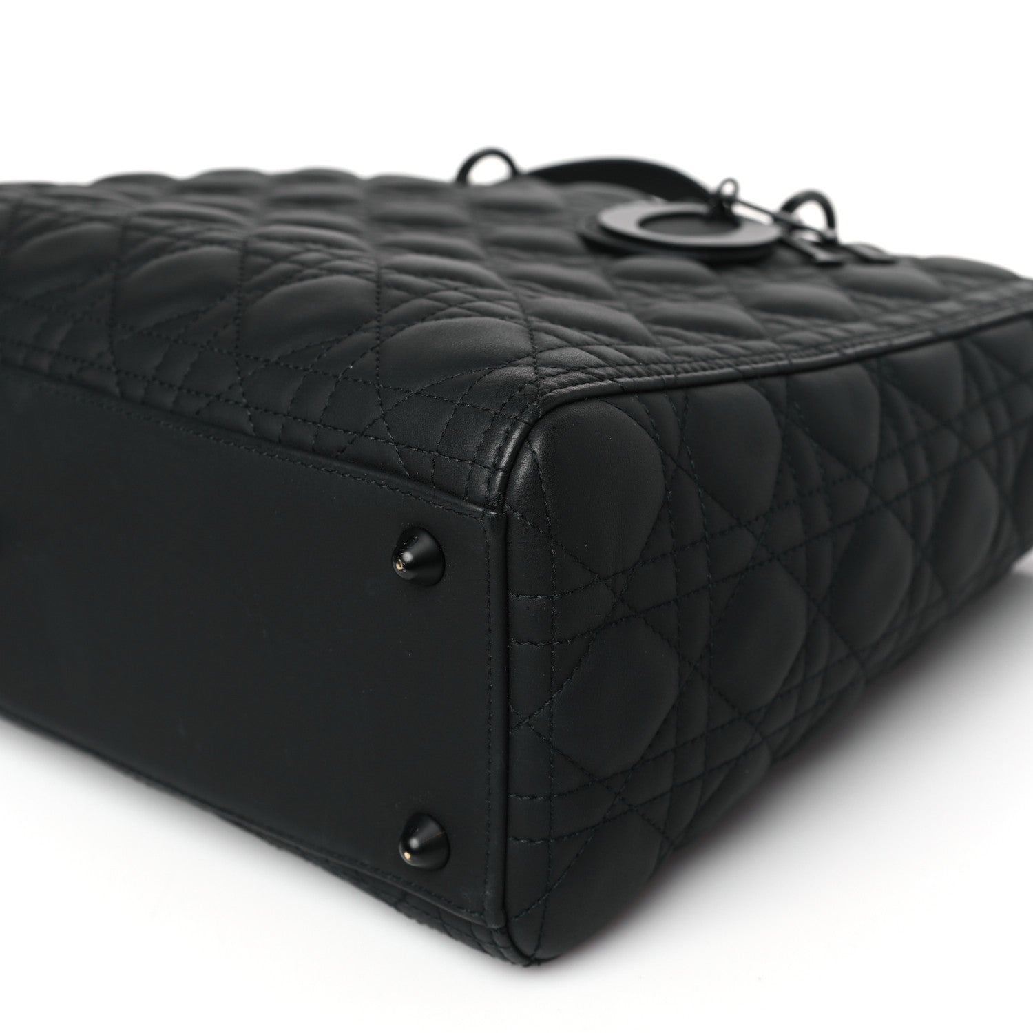 CHRISTIAN DIOR Ultra Matte Calfskin Cannage Large Lady Dior Black