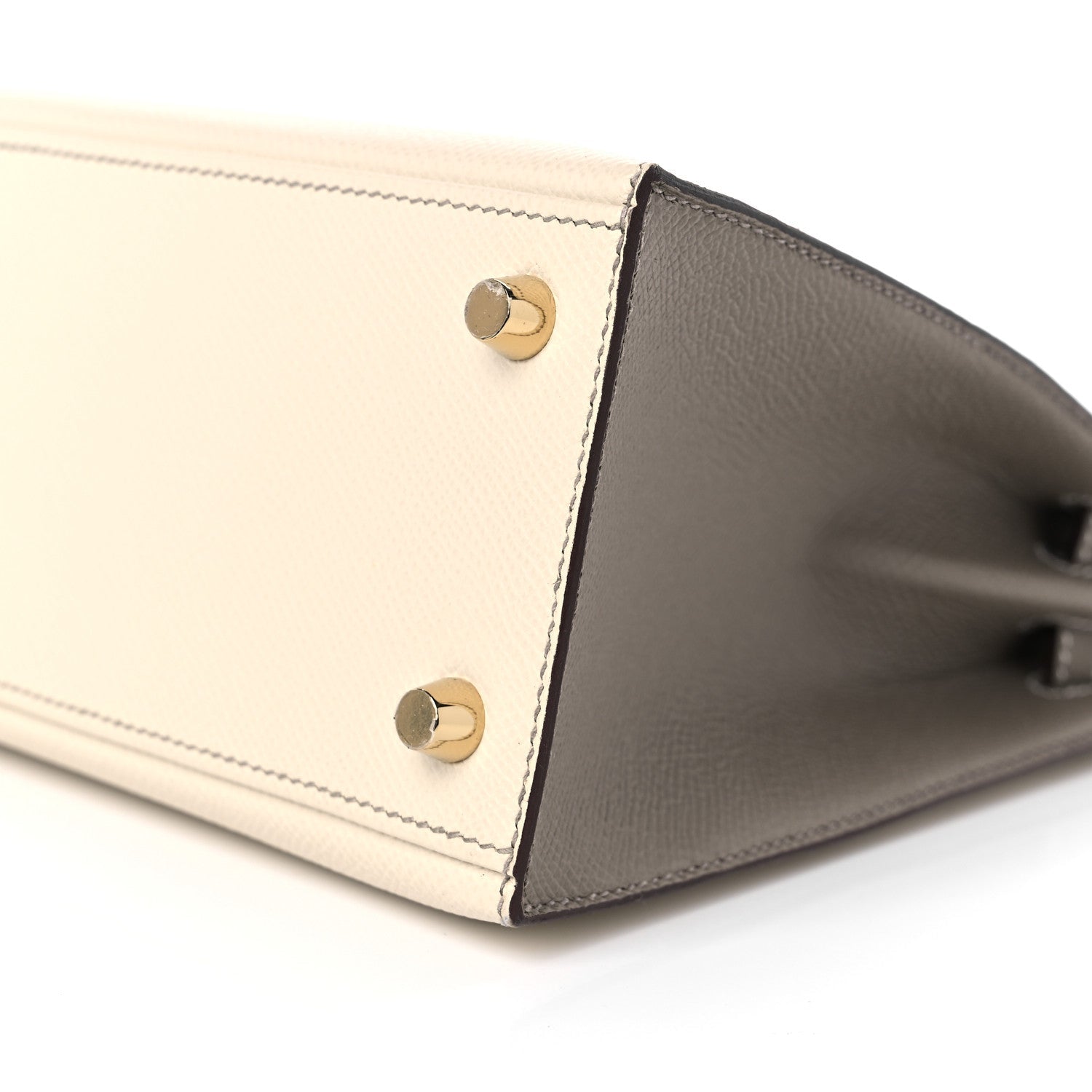 HERMES EPSOM BI-COLOR HORSESHOE KELLY SELLIER 25 CRAIE GRIS ASPHALTE