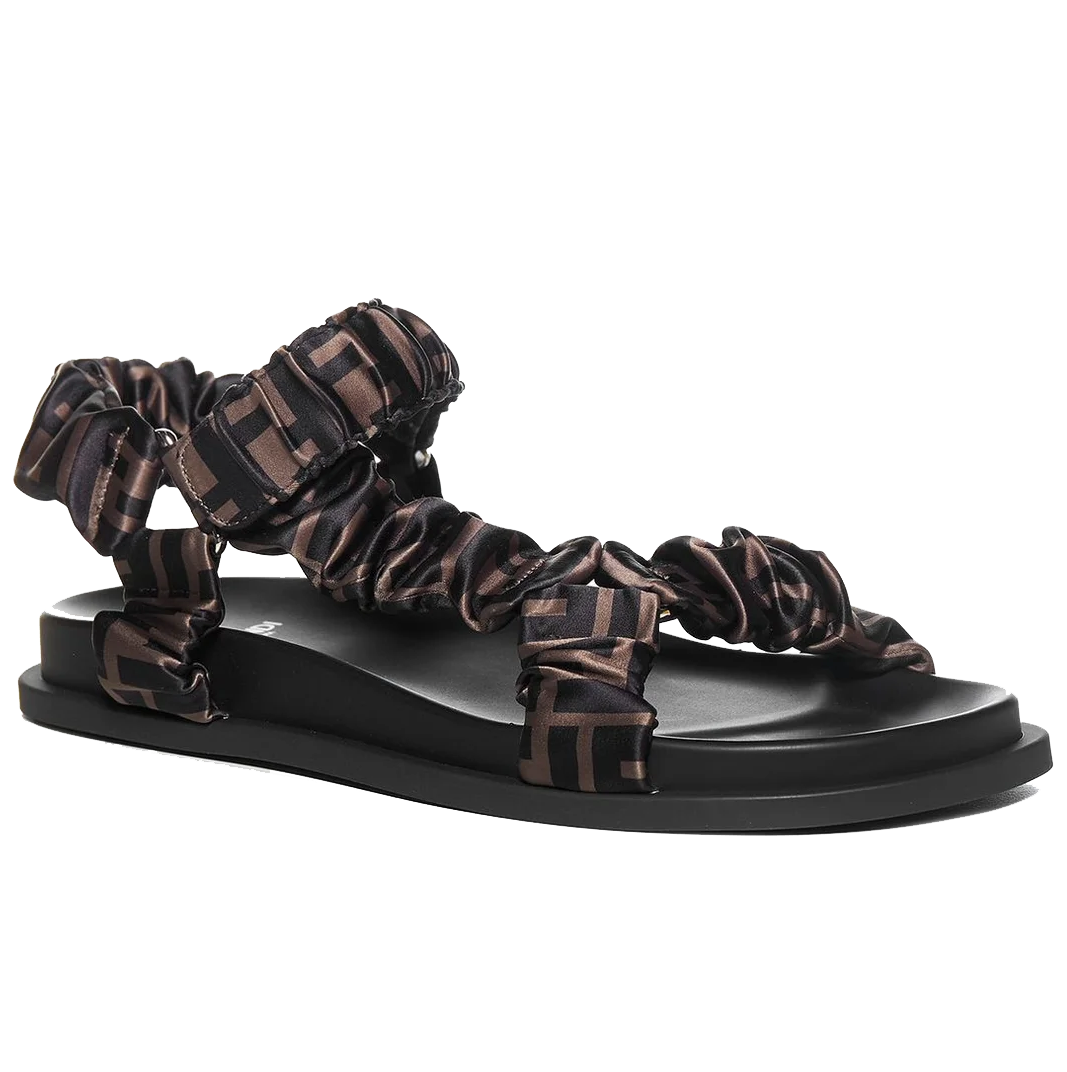 Fendi Wimen Fendi Feel Brown Satin Sandals