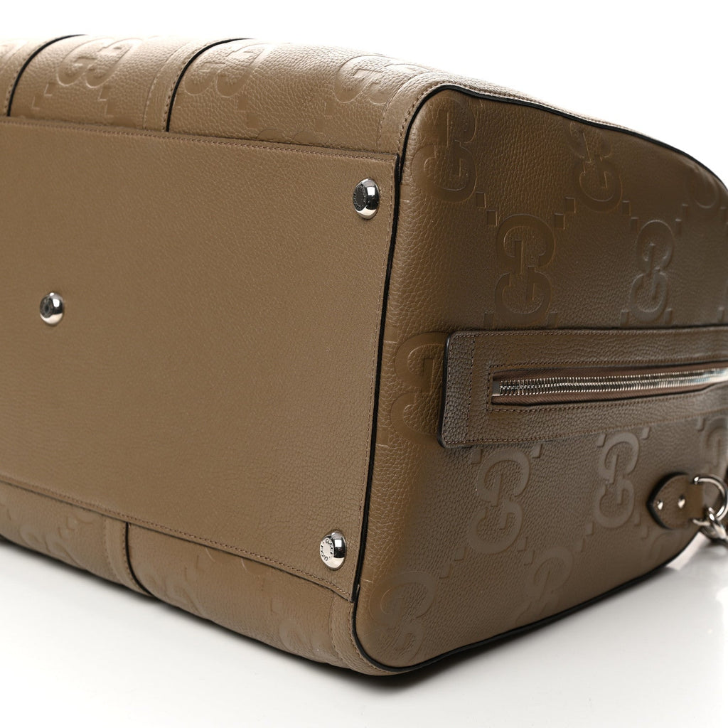 Gucci Piuma Calfskin Jumbo Gg Embossed Large Duffle Bag Good Taupe