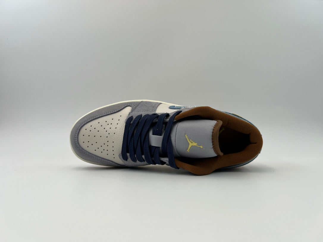 NIKE AIR JORDAN 1 LOW SE "PHANTOM/COCONUT MILK/AMBER BROWN/STAR BLUE" MEN'S SHOE