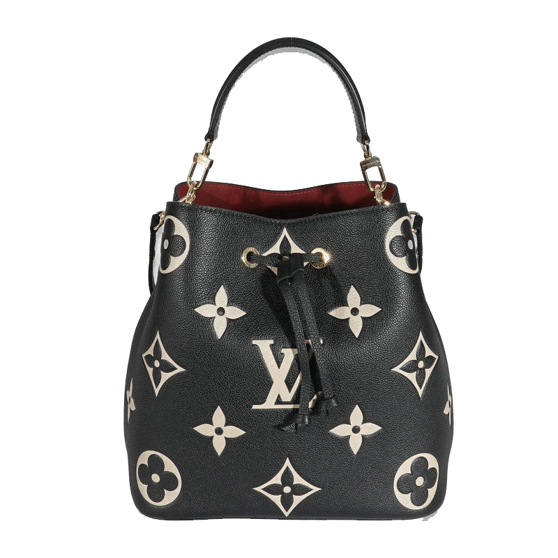 LOUIS VUITTON BLACK BEIGE GIANT MONOGRAM EMPREINTE NEONOE MM