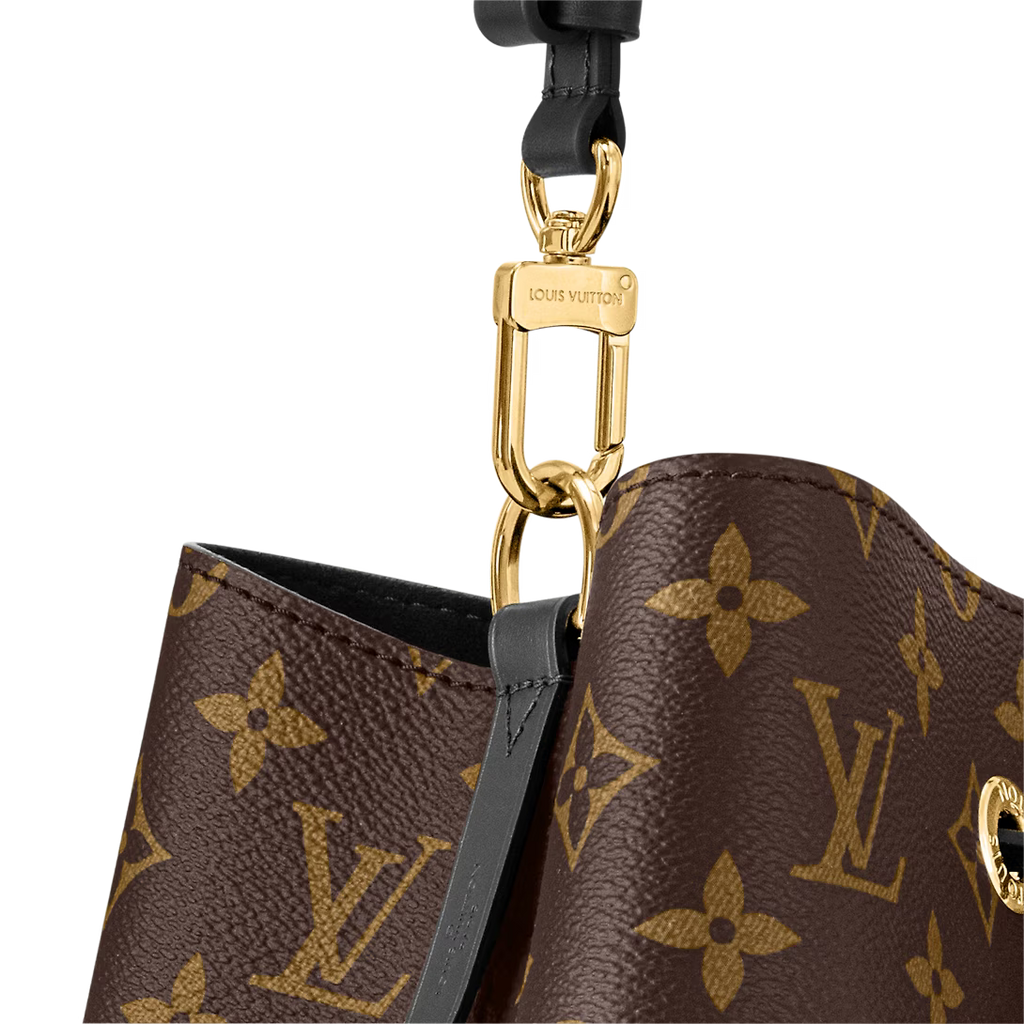 LOUIS VUITTON WOMEN NÉONOÉ MM BUCKET BAG BLACK MONOGRAM COATED CANVAS