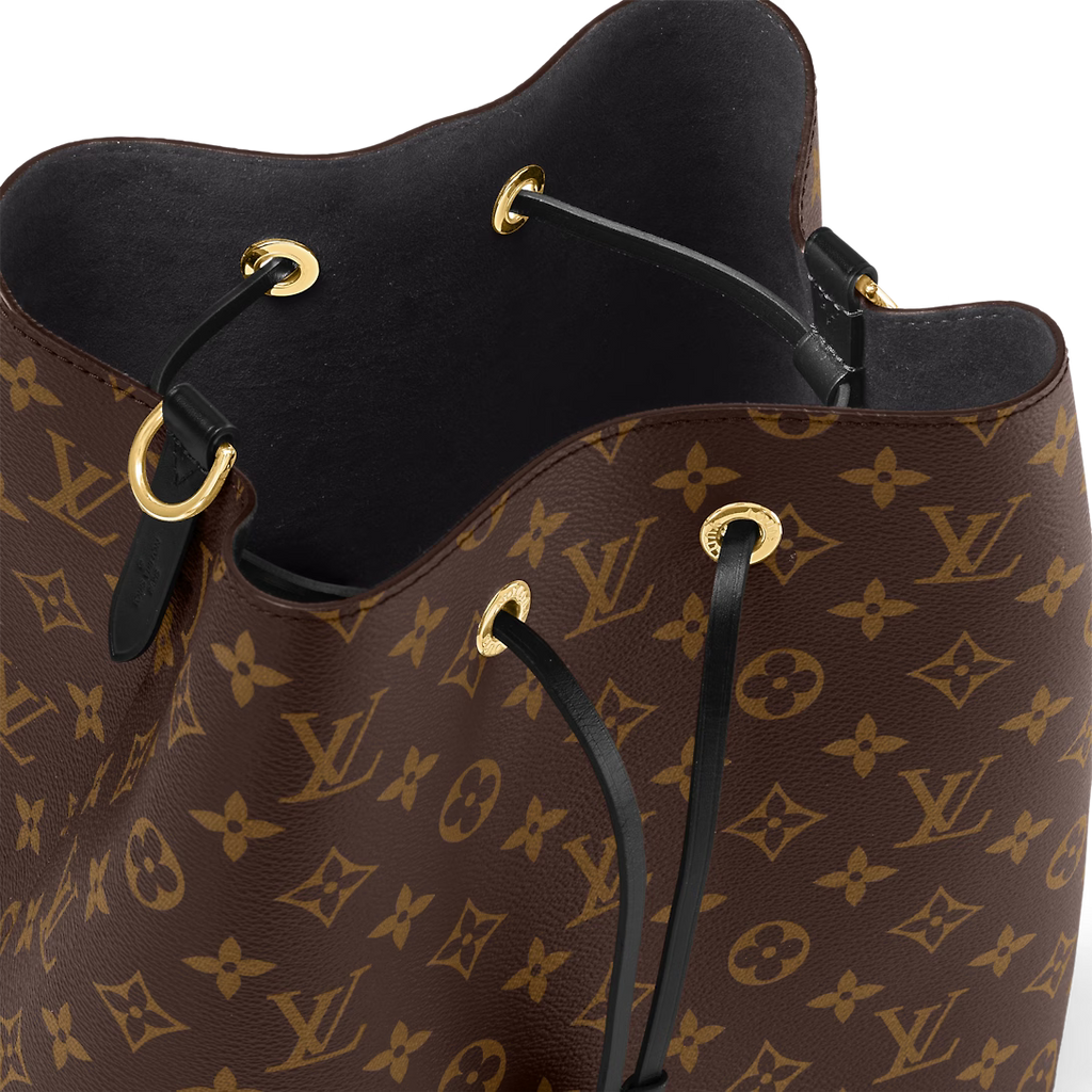 LOUIS VUITTON WOMEN NÉONOÉ MM BUCKET BAG BLACK MONOGRAM COATED CANVAS