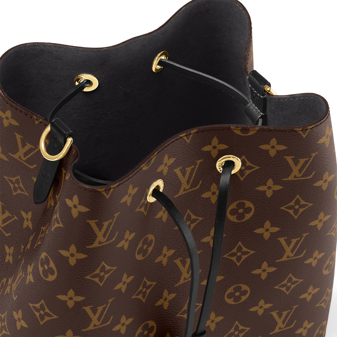LOUIS VUITTON WOMEN NÉONOÉ MM BUCKET BAG BLACK MONOGRAM COATED CANVAS