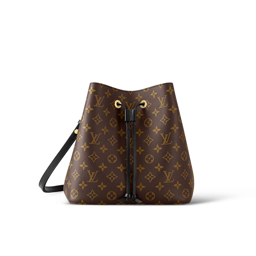 LOUIS VUITTON WOMEN NÉONOÉ MM BUCKET BAG BLACK MONOGRAM COATED CANVAS