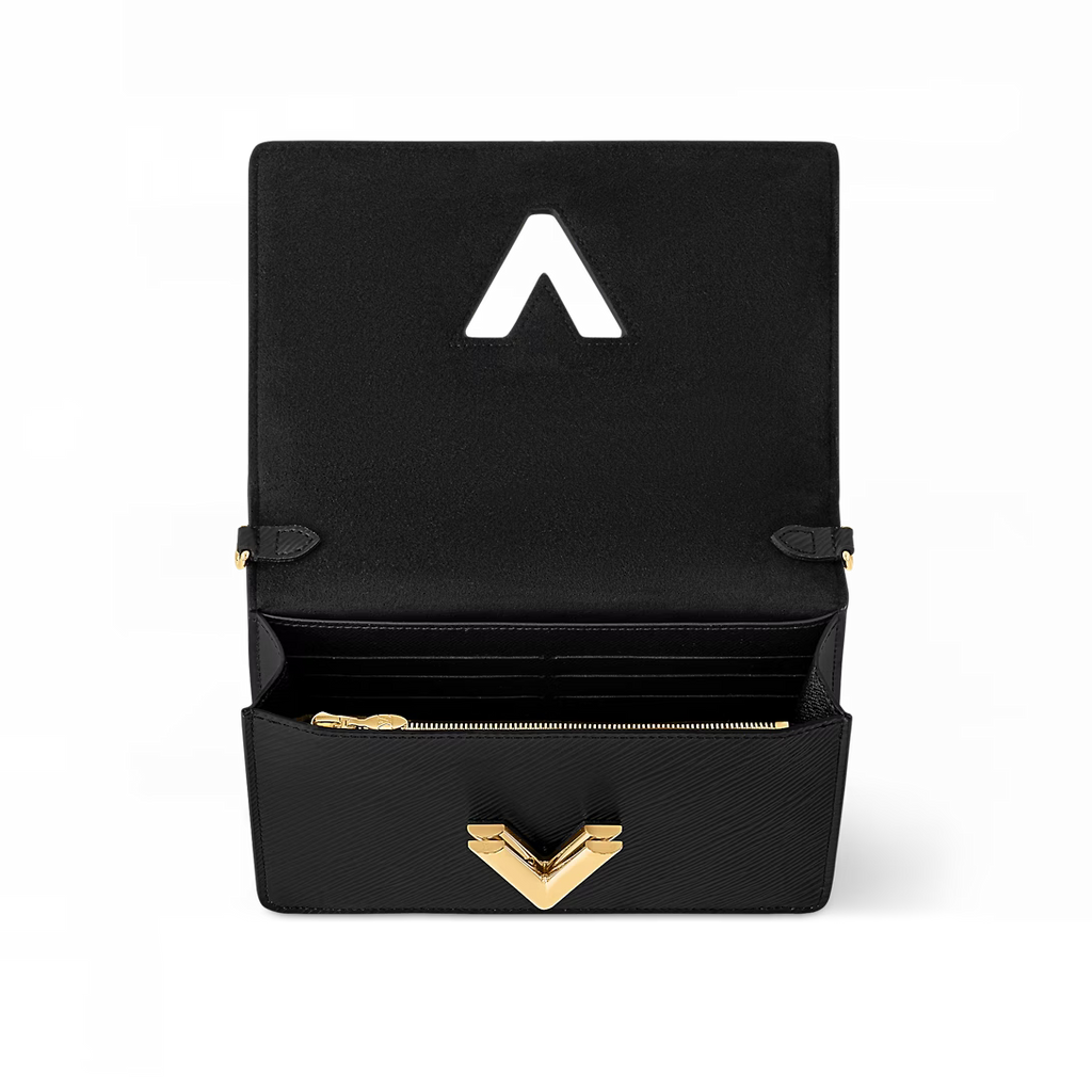 Louis Vuitton LV Women Twist Belt Chain Wallet Black Epi Leather