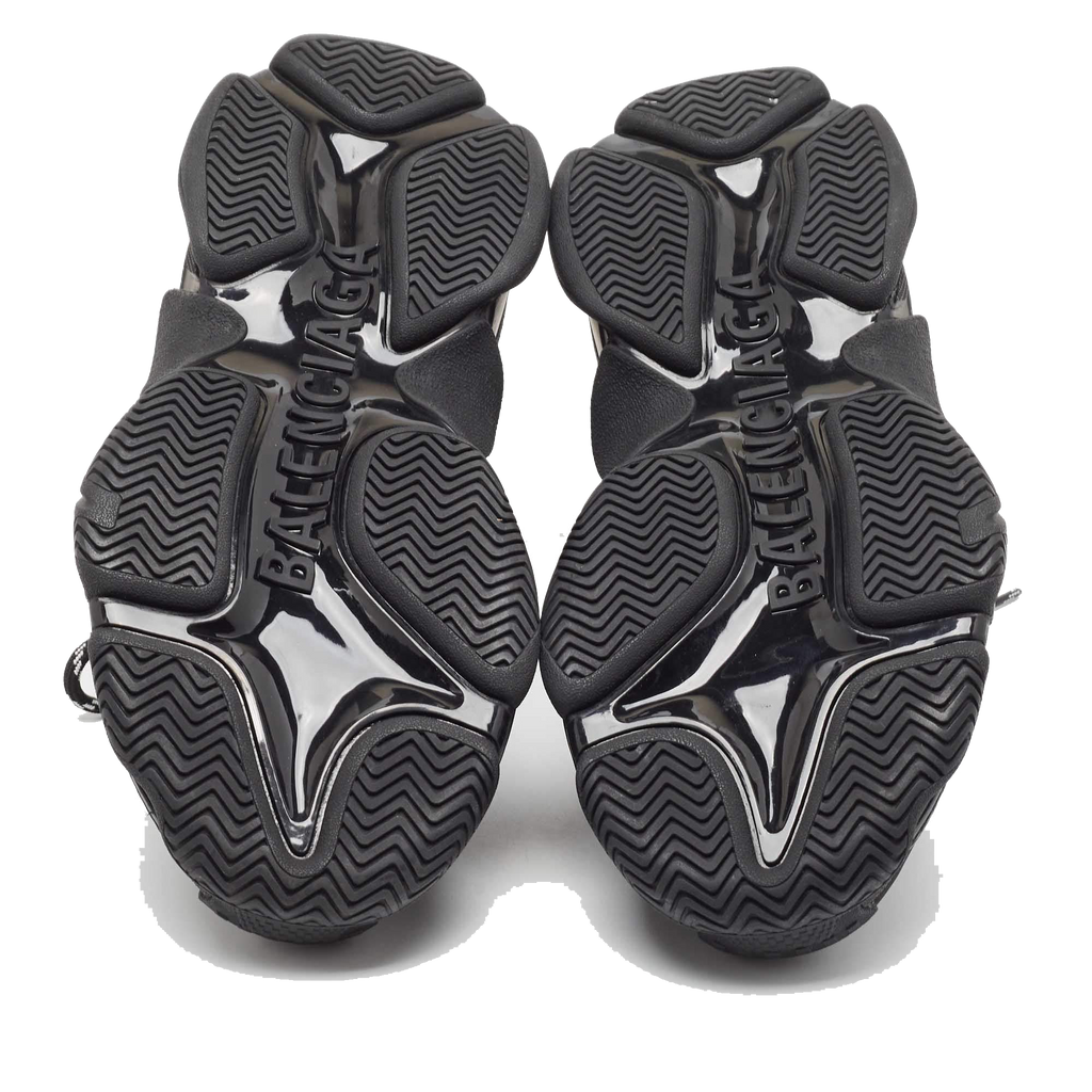 Balenciaga Black Faux Leather and Nubuck Allover Logo Triple S Sneakers