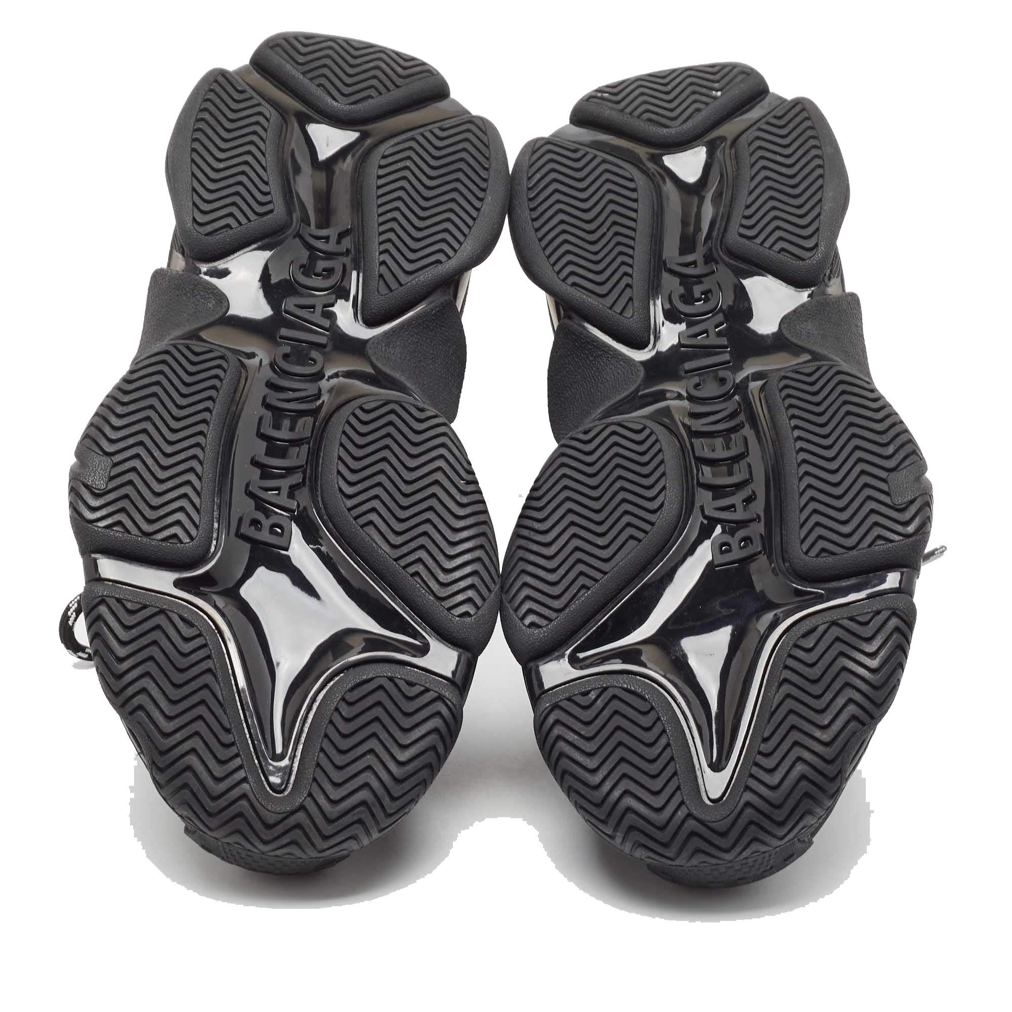 Balenciaga Black Faux Leather and Nubuck Allover Logo Triple S Sneakers