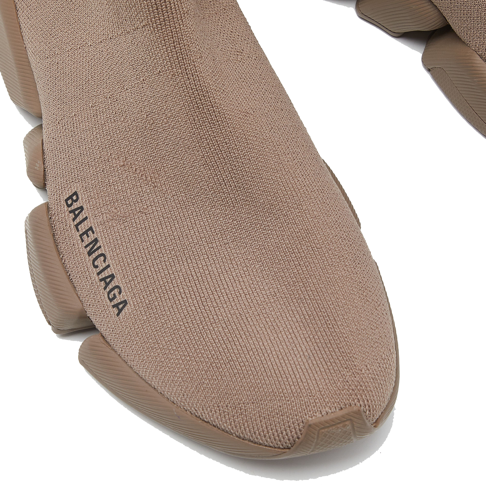 Balenciaga Brown Knit Fabric Speed Trainer High Top Sneakers