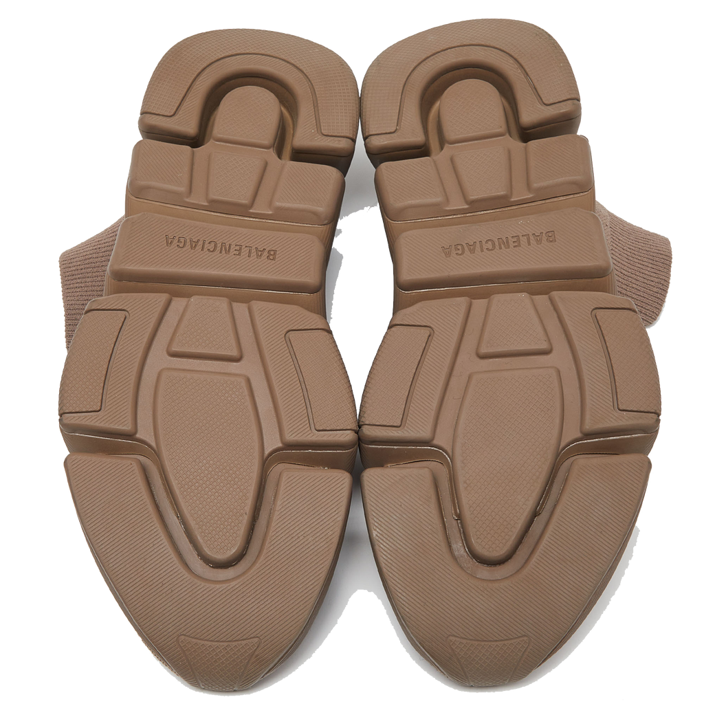 Balenciaga Brown Knit Fabric Speed Trainer High Top Sneakers