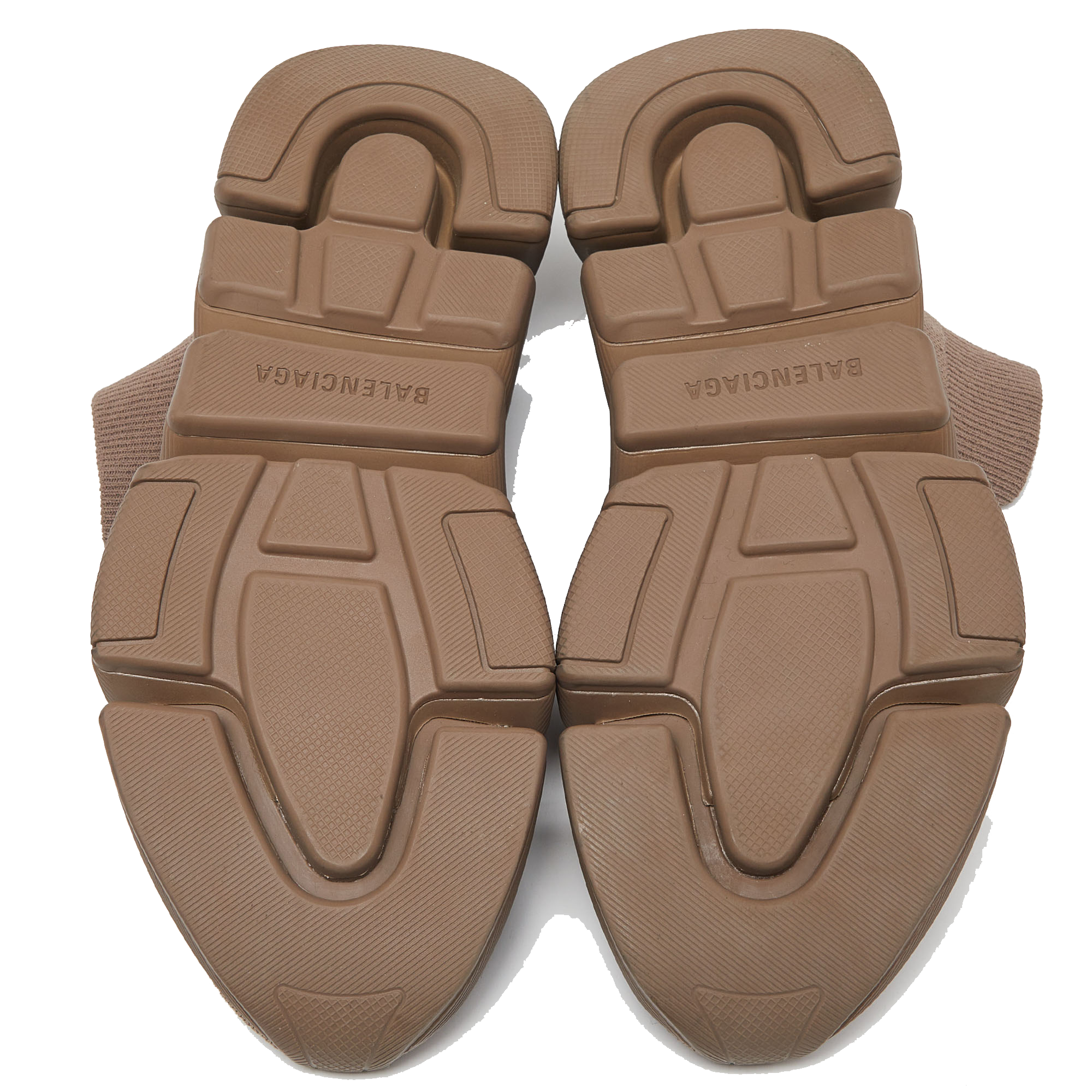 Balenciaga Brown Knit Fabric Speed Trainer High Top Sneakers