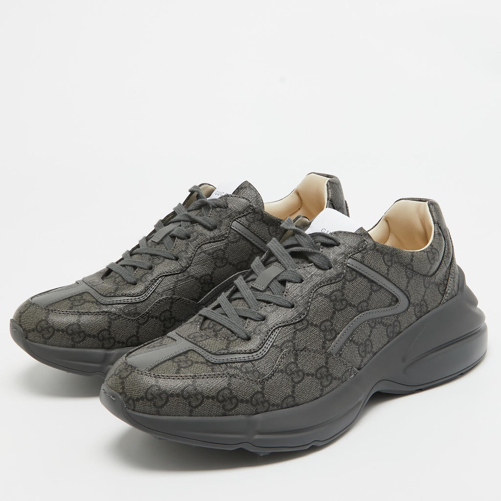 Gucci Grey GG Supreme Canvas Rhyton Sneakers