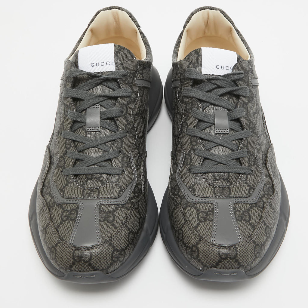 Gucci Grey GG Supreme Canvas Rhyton Sneakers