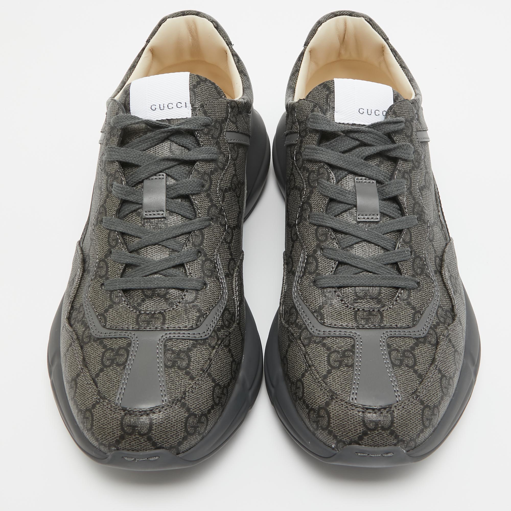 Gucci Grey GG Supreme Canvas Rhyton Sneakers