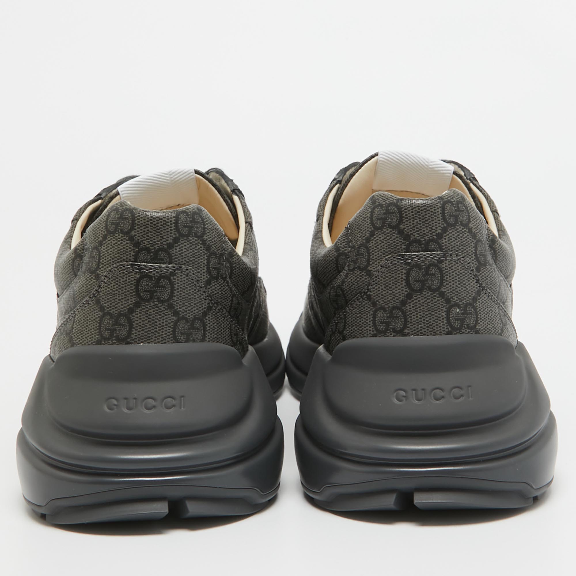 Gucci Grey GG Supreme Canvas Rhyton Sneakers