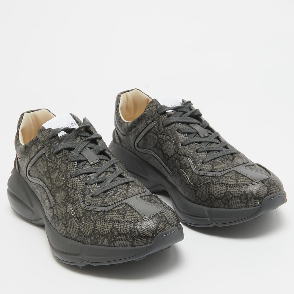 Gucci Grey GG Supreme Canvas Rhyton Sneakers