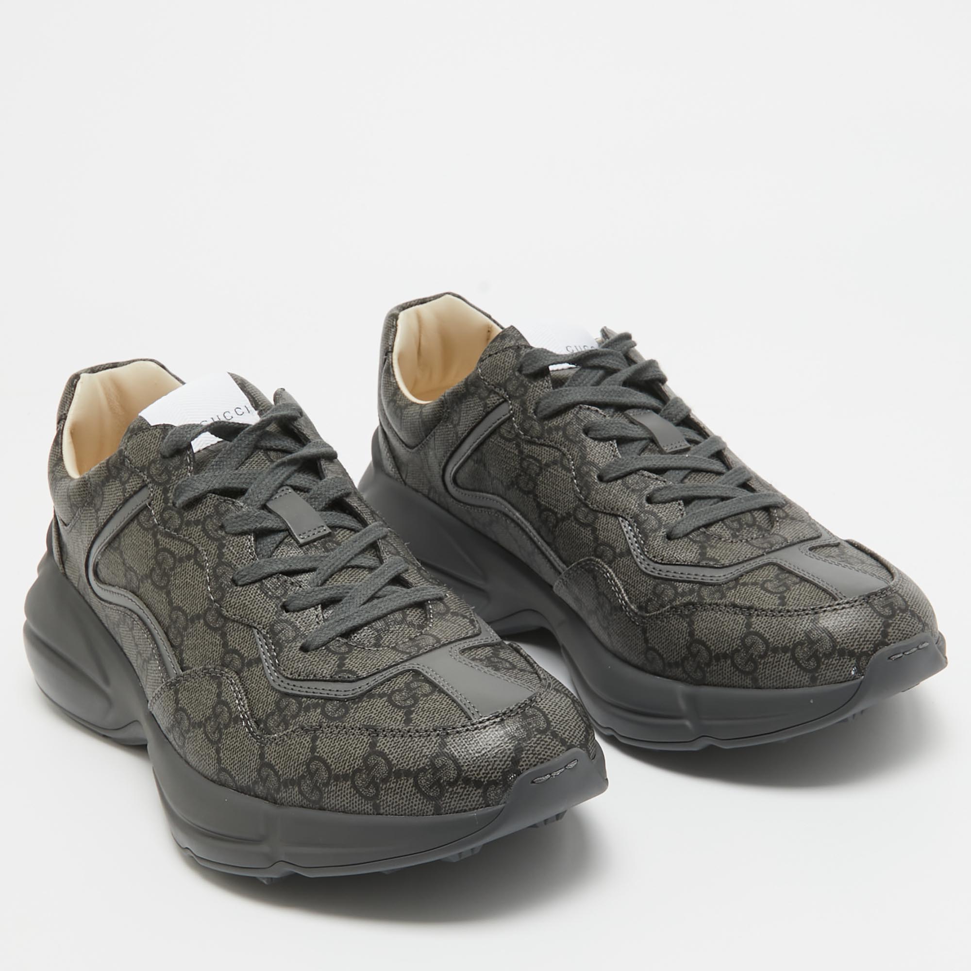 Gucci Grey GG Supreme Canvas Rhyton Sneakers
