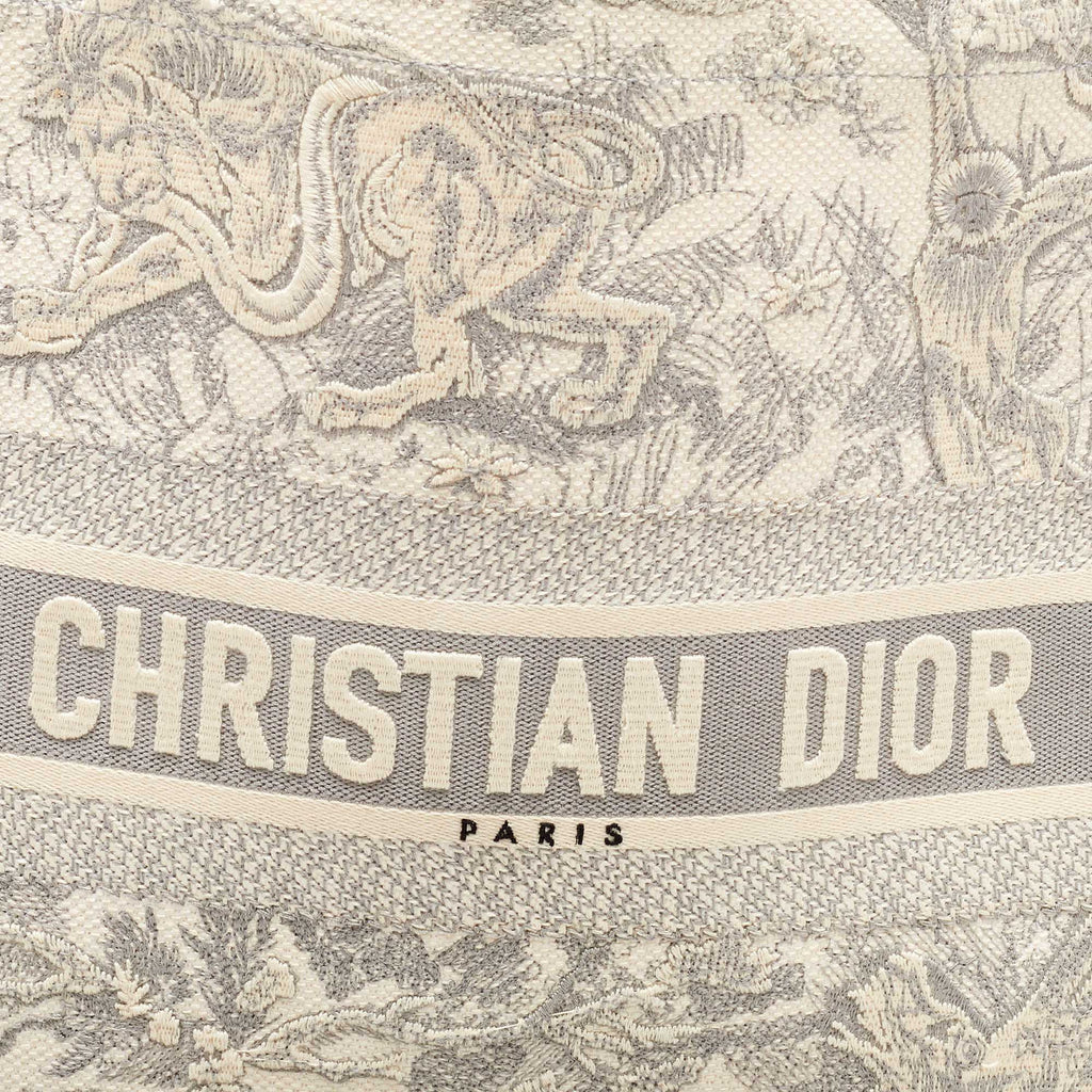 Dior Grey Embroidered Canvas Large Toile de Jouy Book Tote Dior