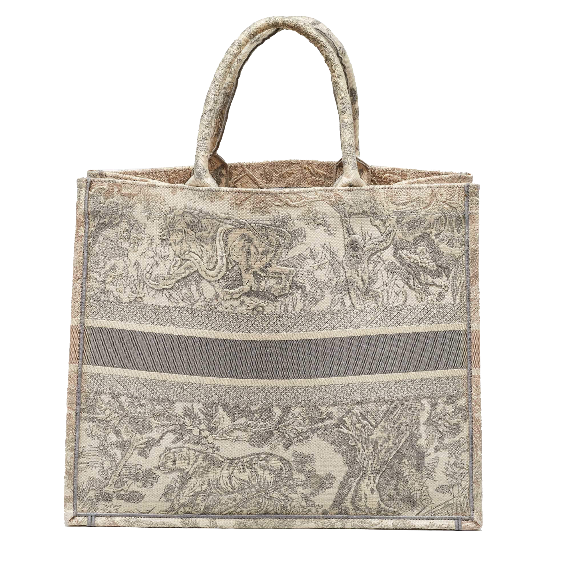 Dior Grey Embroidered Canvas Large Toile de Jouy Book Tote Dior