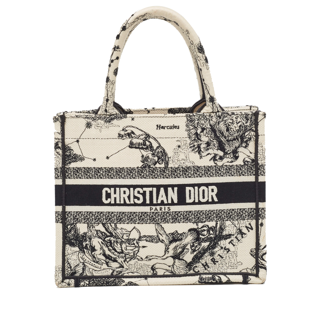 Dior White_Black Embroidered Canvas Small Zodiac Book Tote Dior