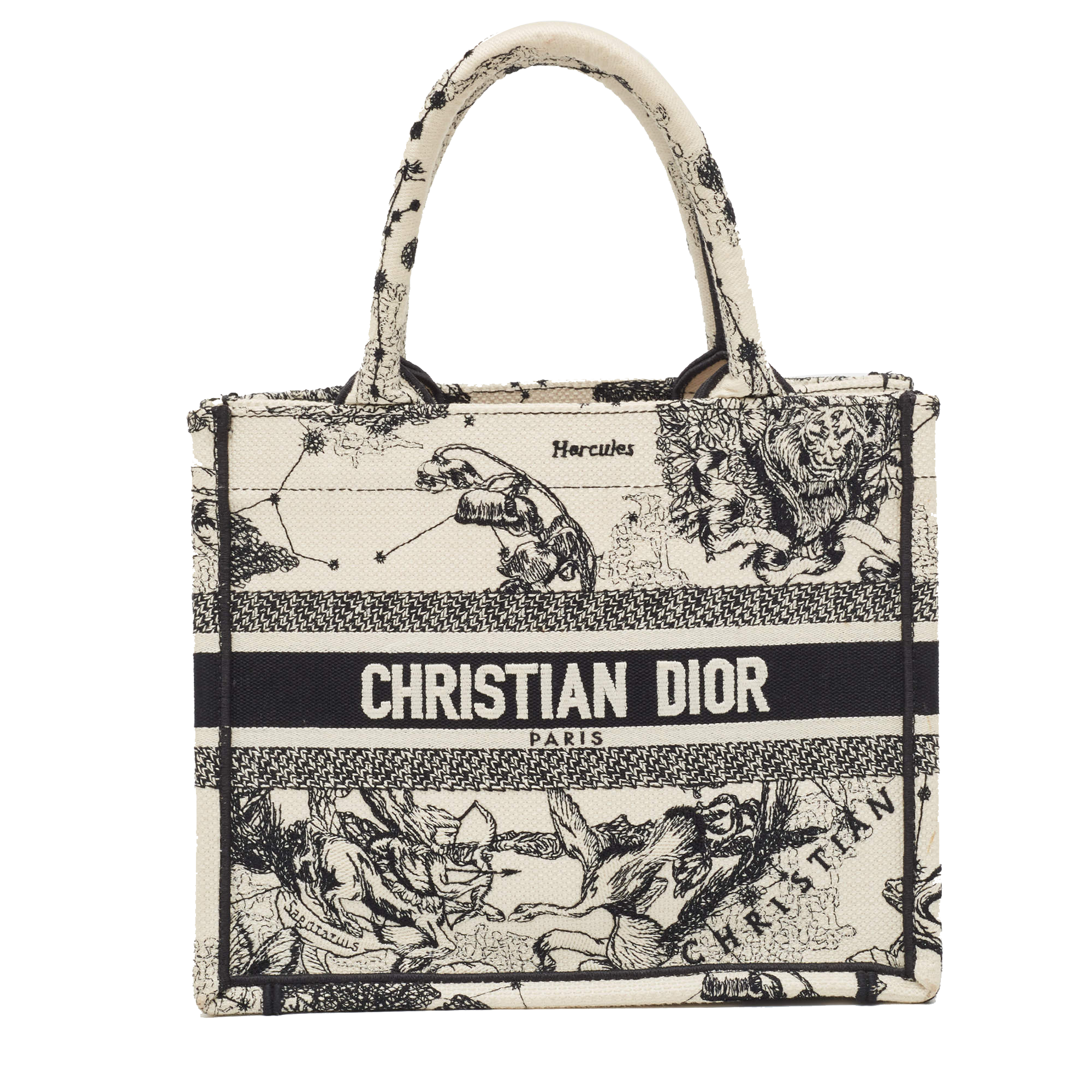 Dior White_Black Embroidered Canvas Small Zodiac Book Tote Dior